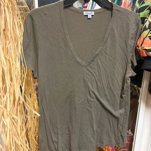 Splendid Tops - Splendid Khaki V-Neck Short Sleeve Tee